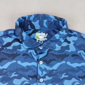 Tailorbyrd‎ Large Mens Polo Shirt Golf Blue Camo Knit 22x28 **Fits Medium